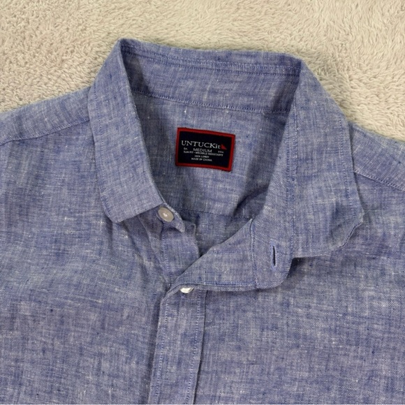 UNTUCKit Other - UNTUCKIT Slim Fit Valente WR Button Up 100% Linen Shirt Blue Mens Medium EUC